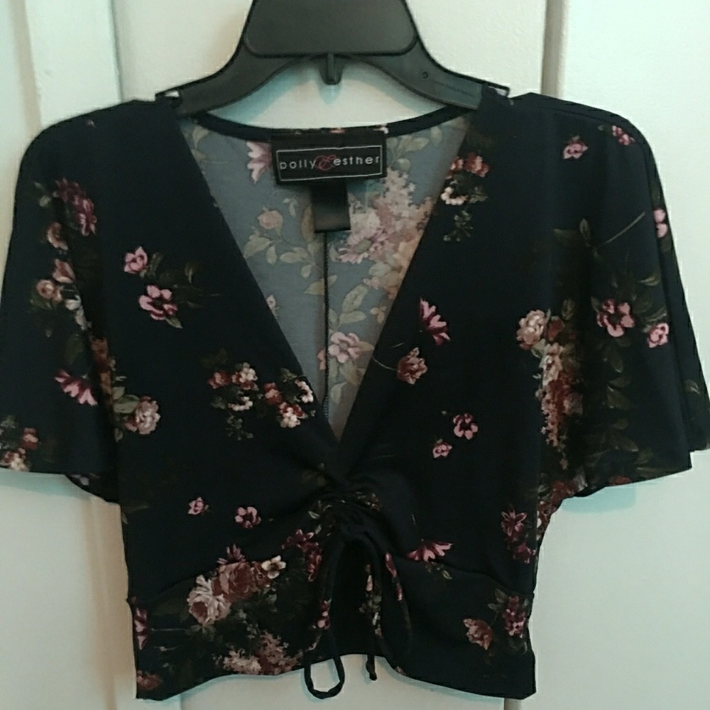 Floral Low Cut Crop Top